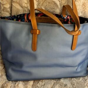 Consuela Light Blue Tote with Tan Straps